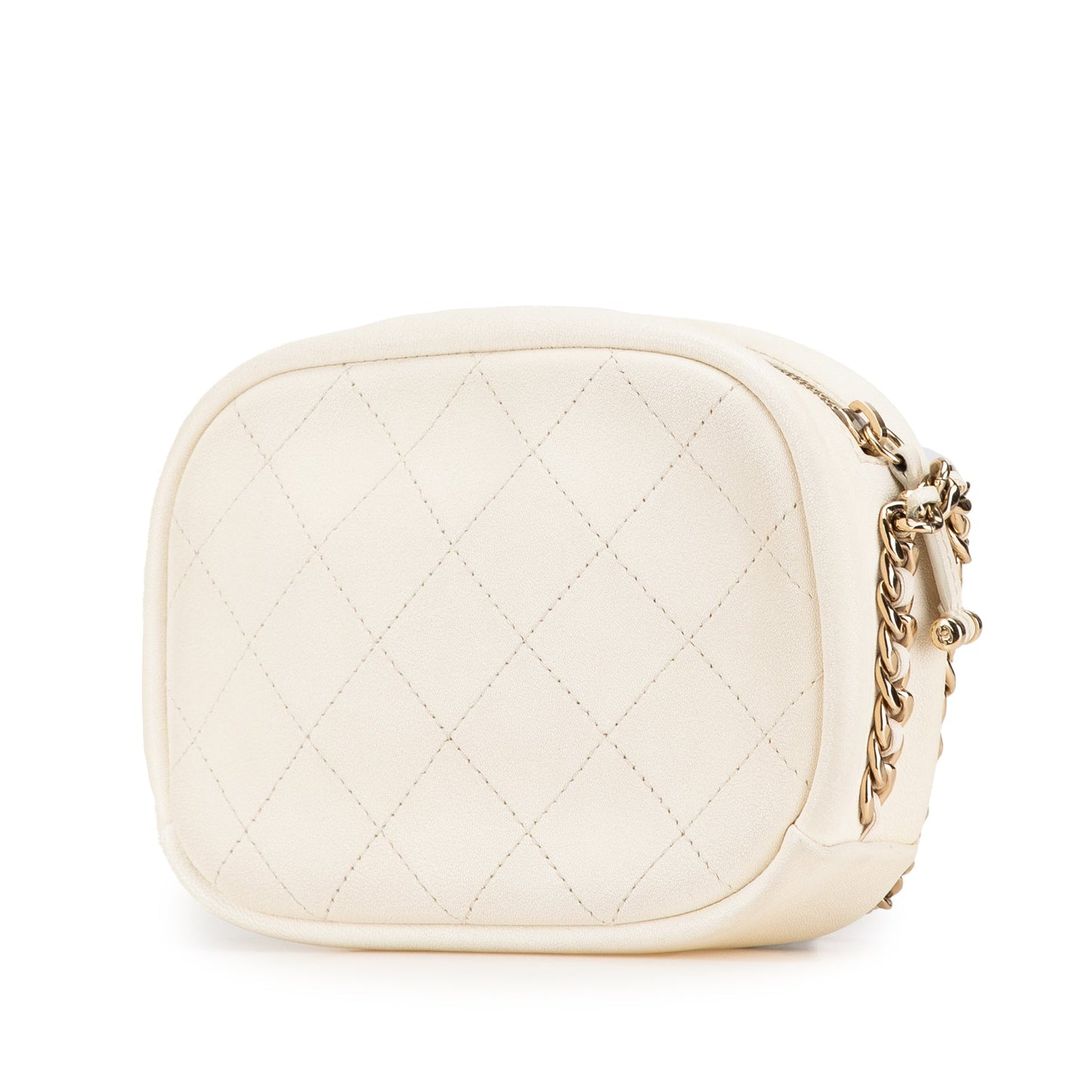 White Chanel Small Quilted Goatskin Casual Trip Camera Bag