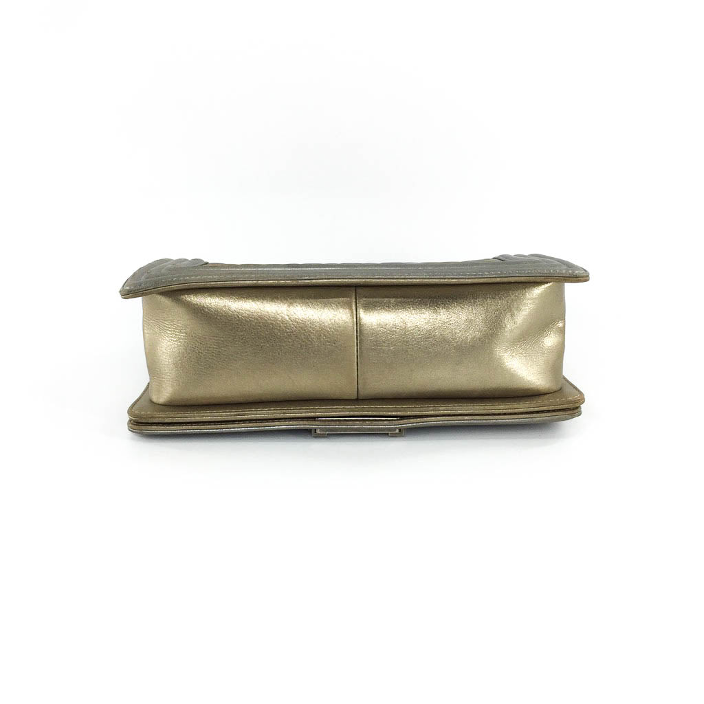 Boy Bag in Gold & Silver Lambkin Leather with Antique Ruthenium Hardware