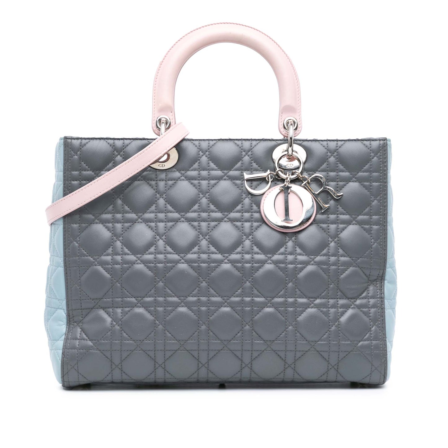 Large Bicolor Lambskin Cannage Lady Dior