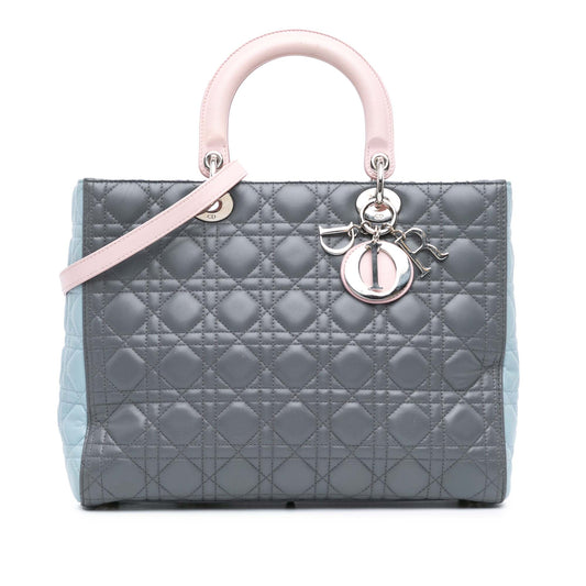 Large Bicolor Lambskin Cannage Lady Dior