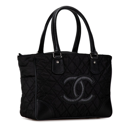 Black Chanel Quilted Nylon Paris-New York Line Tote