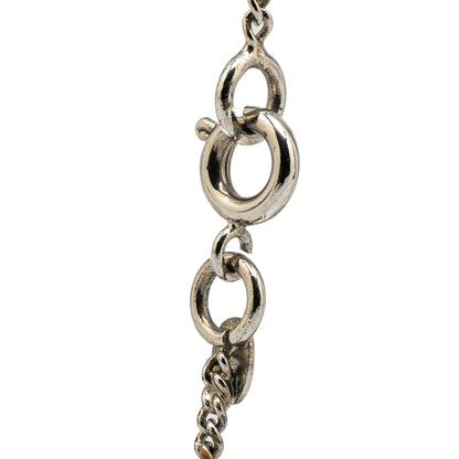 Silver Chanel Brass CC Open Heart Pendant Necklace