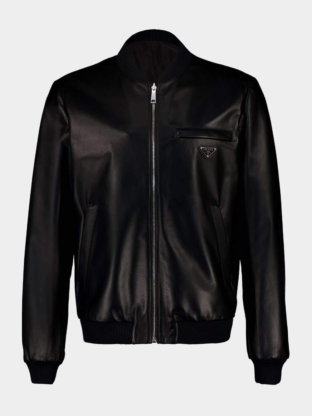 Black Nappa Leather Bomber Jacket