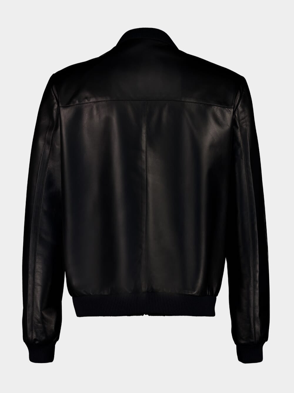 Black Nappa Leather Bomber Jacket