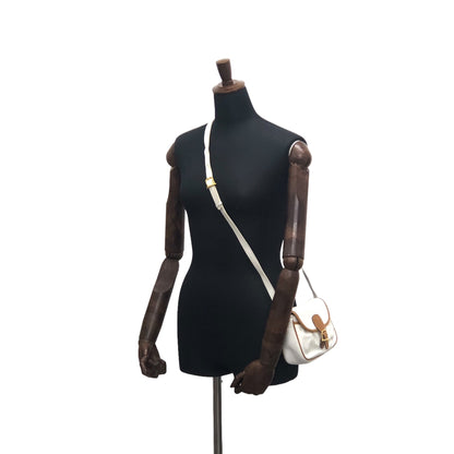 CELINE  Front Buckle Shoulder bag White Vintage hzne27