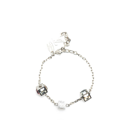 Silver Louis Vuitton Silver Plated Crystal Gamble Station Bracelet