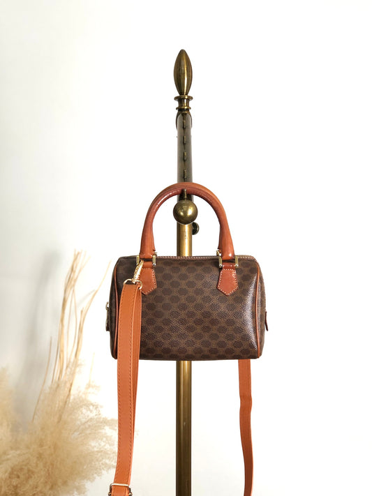 CELINE Macadam Two-way Small Boston bag Shoulder bag Brown Vintage 8fppkm