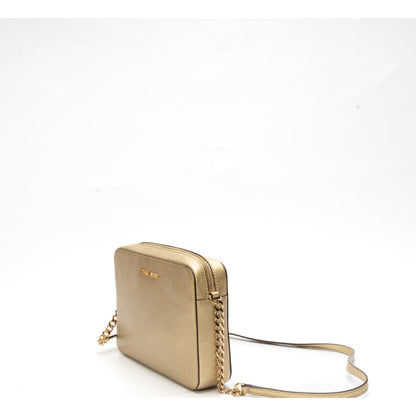Michael Kors Gold Saffiano Leather Jet Set Camera Crossbody Bag