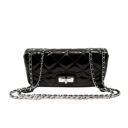 Chanel Black Patent Leather East West Reissue Flap Bag