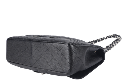 CHANEL CLASSIC FLAP JUMBO (1357xxxx) BLACK CAVIAR LEATHER SILVER HARDWARE WITH DUST COVER AND