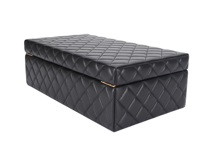 CHANEL BLACK VANITY CASE LIMITED EDITION (2500xxxx) RARA HOME DECOR COSMETIC JEWELRY BOX WITH DUST COVER AND BOX