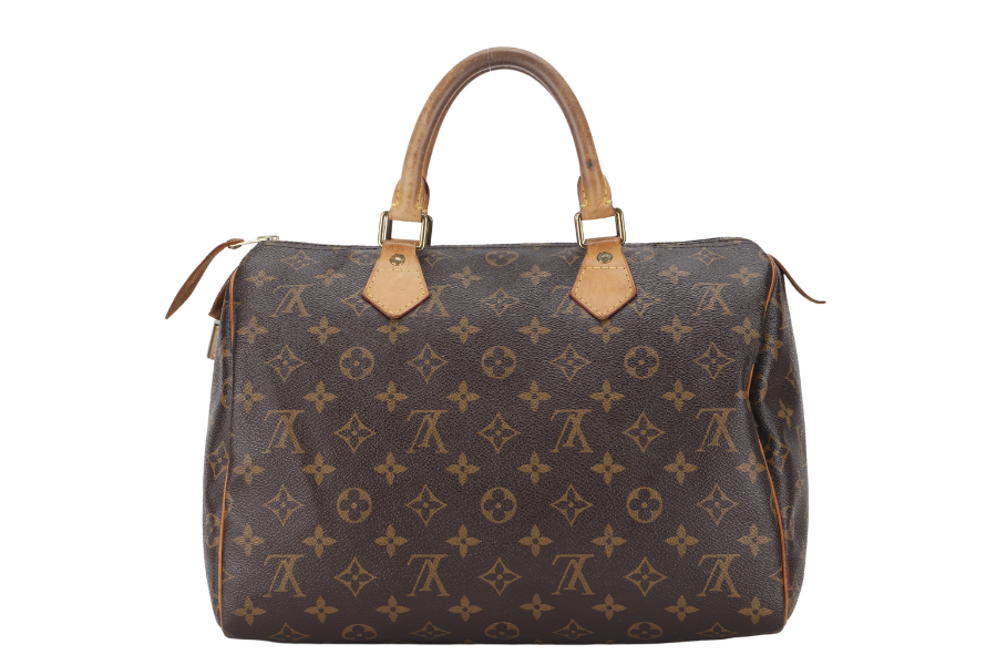 LOUIS VUITTON SPEEDY 30 MONOGRAM CANVAS GOLD HARDWARE WITH PADLOCK, NO KEYS & DUST COVER