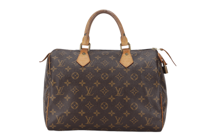 LOUIS VUITTON SPEEDY 30 MONOGRAM CANVAS GOLD HARDWARE WITH PADLOCK, NO KEYS & DUST COVER
