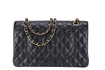 CHANEL CLASSIC FLAP (A047xxxx) MEDIUM BLACK CAVIAR GOLD HARDWARE, WITH DUST COVER & BOX