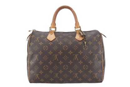 LOUIS VUITTON SPEEDY 30 MONOGRAM CANVAS GOLD HARDWARE WITH PADLOCK & KEYS