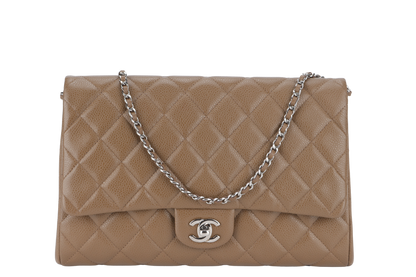 CHANEL CLASSIC CLUTCH (1846xxxx) WITH CHAIN BROWN CAVIAR SILVER HARDWARE NO  AND NO DUST COVER