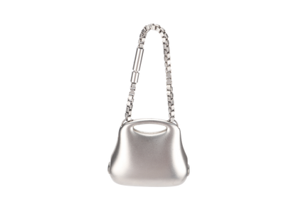 CHANEL KEY RING CHARM HIP BAG MOTIF METAL SILVER WITH BOX