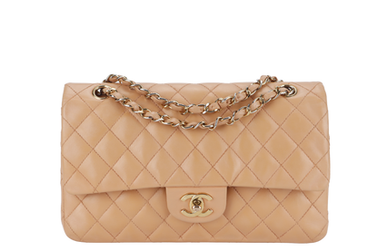 CHANEL CLASSIC FLAP SMALL (9589xxxx) PEACH COLOR LAMBSKIN GOLD HARDWARE