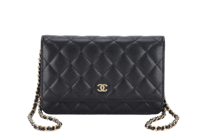 CHANEL WALLET ON CHAIN (JT7Xxxxx) BLACK CAVIAR LEATHER GOLD HARDWARE WITH DUST COVER AND BOX