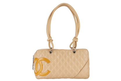 CHANEL VINTAGE CAMBON BOWLER BAG (1023xxxx) BEIGE LAMBSKIN WITH DUST COVER AND BOX