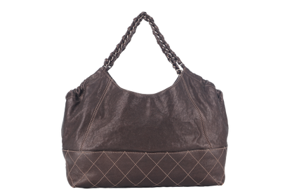 CHANEL COCO CABAS (1167xxxx) METALLIC LEATHER BRONZE HARDWARE NO DUST COVER
