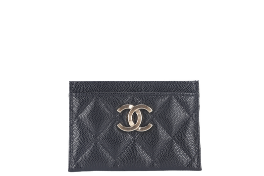 CHANEL BLACK CAVIAR  CASE MICROCHIP (X6XPxxxx) LIGHT GOLD HARDWARE WITH DUST COVER AND BOX
