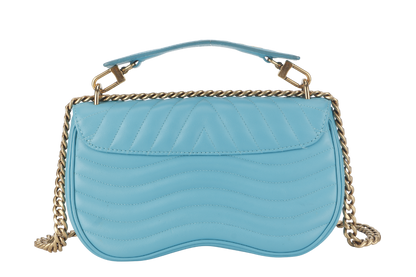 LOUIS VUITTON NEW WAVE CHAIN BAG MM (M51946) BLUE CALFSKIN GOLD HARDWARE NO DUST COVER