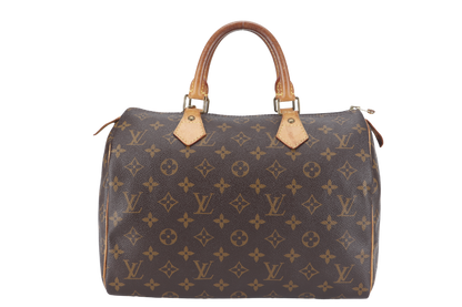 LOUIS VUITTON SPEEDY 30 MONOGRAM CANVAS GOLD HARDWARE WITH PADLOCK & KEYS