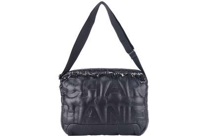 CHANEL DOUDOUNE CROSSBODY (2654xxxx) BLACK NYLON SILVER HARDWARE WITH  AND DUST COVER