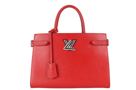 LOUIS VUITTON M54811 RED EPI LEATHER TWIST TOTE BAG SILVER HARDWARE WITH DUST COVER AND BOX