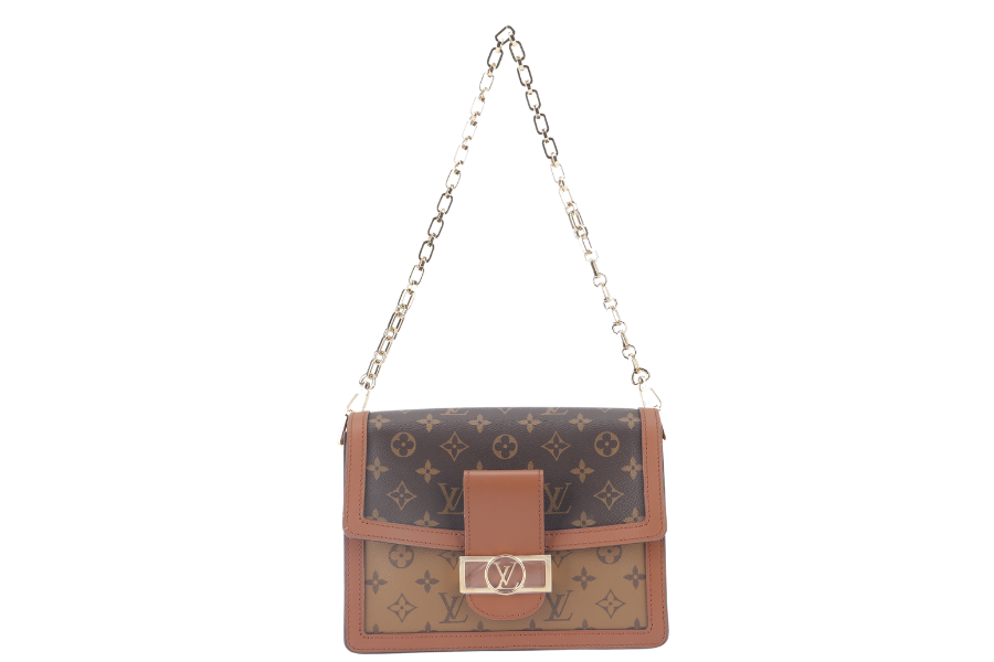 LOUIS VUITTON DAUPHINE MM(M45958) MONOGRAM REVERSE WITH STRAPS, STRAP, CHAIN, DUST COVER AND BOX