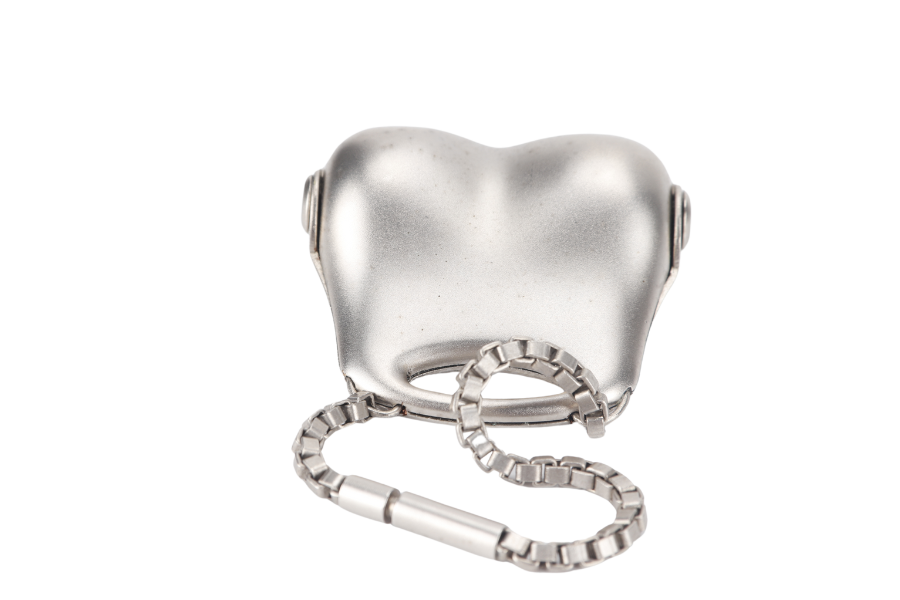 CHANEL KEY RING CHARM HIP BAG MOTIF METAL SILVER WITH BOX
