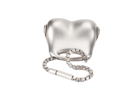 CHANEL KEY RING CHARM HIP BAG MOTIF METAL SILVER WITH BOX