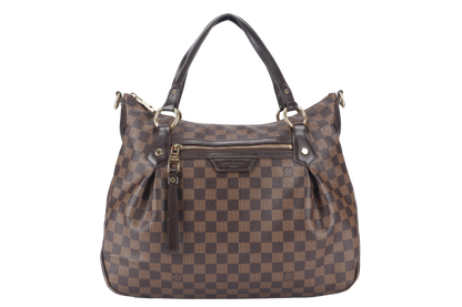 LOUIS VUITTON EVORA DAMIER EBENE CANVAS GOLD HARDWARE WITH STRAPS AND DUST COVER