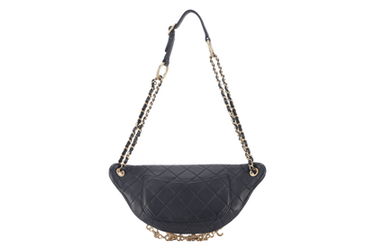 CHANEL 19A ALL ABOUT CHAINS (2830xxxx) BLACK LEATHER BUMBAG WITH  AND DUST COVER