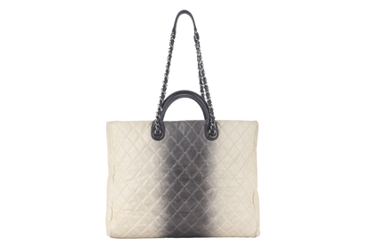 CHANEL TOTE BAG LARGE (1784xxxx) CREAM & GREY OMBRE CAVIAR LEATHER SILVER HARDWARE WITH DUST COVER