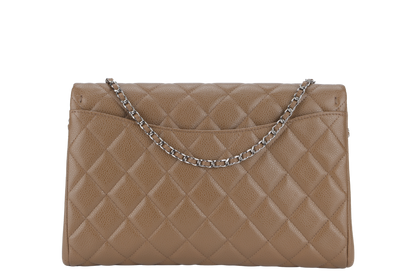CHANEL CLASSIC CLUTCH (1846xxxx) WITH CHAIN BROWN CAVIAR SILVER HARDWARE NO  AND NO DUST COVER