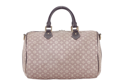 LOUIS VUITTON SPEEDY BANDOULIERE 30 MINI LIN CANVAS GOLD HARDWARE WITH DUST COVER, STRAPS,  LOCK AND KEYS