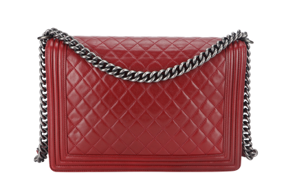 CHANEL LEBOY LARGE RED LAMBSKIN LEATHER RUTHENIUM HARDWARE (1837xxxx) WITH  AND DUST COVER