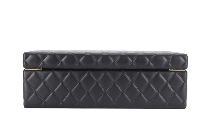 CHANEL BLACK VANITY CASE LIMITED EDITION (2500xxxx) RARA HOME DECOR COSMETIC JEWELRY BOX WITH DUST COVER AND BOX