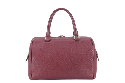 LOUIS VUITTON SPEEDY BANDOULIERE 25 (M44145) BURGUNDY MONOGRAM EMPREINTE GOLD HARDWARE WITH STRAPS, LOCK AND KEYS