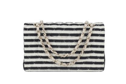 CHANEL COCO SAILOR STRIPE (1919xxxx) BLACK & WHITE JERSEY GOLD HARDWARE WITH