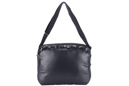 CHANEL DOUDOUNE CROSSBODY (2654xxxx) BLACK NYLON SILVER HARDWARE WITH  AND DUST COVER