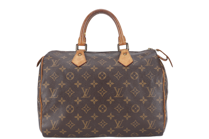 LOUIS VUITTON SPEEDY 30 BROWN MONOGRAM CANVAS GOLD HARDWARE NO DUST COVER