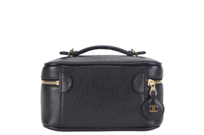 CHANEL VANITY CASE (351xxxx) CAVIAR LEATHER GOLD HARDWARE WITH DUST COVER NO STRAPS