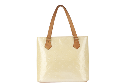 LOUIS VUITTON HOUSTON TOTE BAG (M92342) IVORY PERLE VERNIS LEATHER GOLD HARDWARE WITH DUST COVER