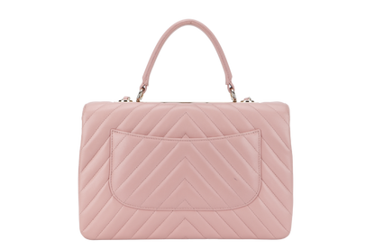 CHANEL TRENDY CC FLAP (2550xxxx) WITH TOP HANDLE MEDIUM PINK LAMBSKIN GOLD HARDWARE WITH DUST COVER