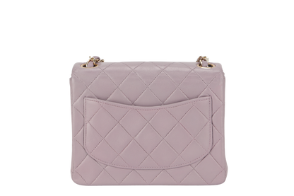 CHANEL VINTAGE CLASSIC FLAP MINI SQUARE (795xxxx) LILAC LAMBSKIN GOLD HARDWARE WITH  AND DUST COVER