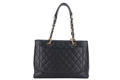 CHANEL GST (2039xxxx) BLACK CAVIAR LEATHER GOLD HARDWARE WITH DUST COVER AND