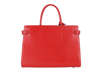 LOUIS VUITTON M54811 RED EPI LEATHER TWIST TOTE BAG SILVER HARDWARE WITH DUST COVER AND BOX